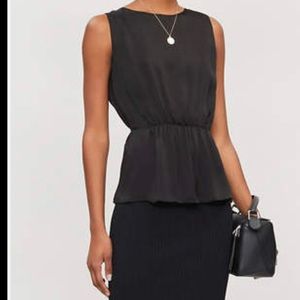 Theory Empire Shirred Waist Silk Tank EUC